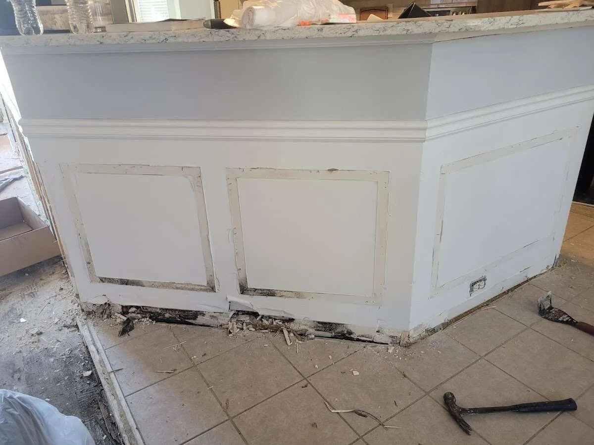 Water damage and mold on kitchen during Storm Damage Restoration in Lakeside